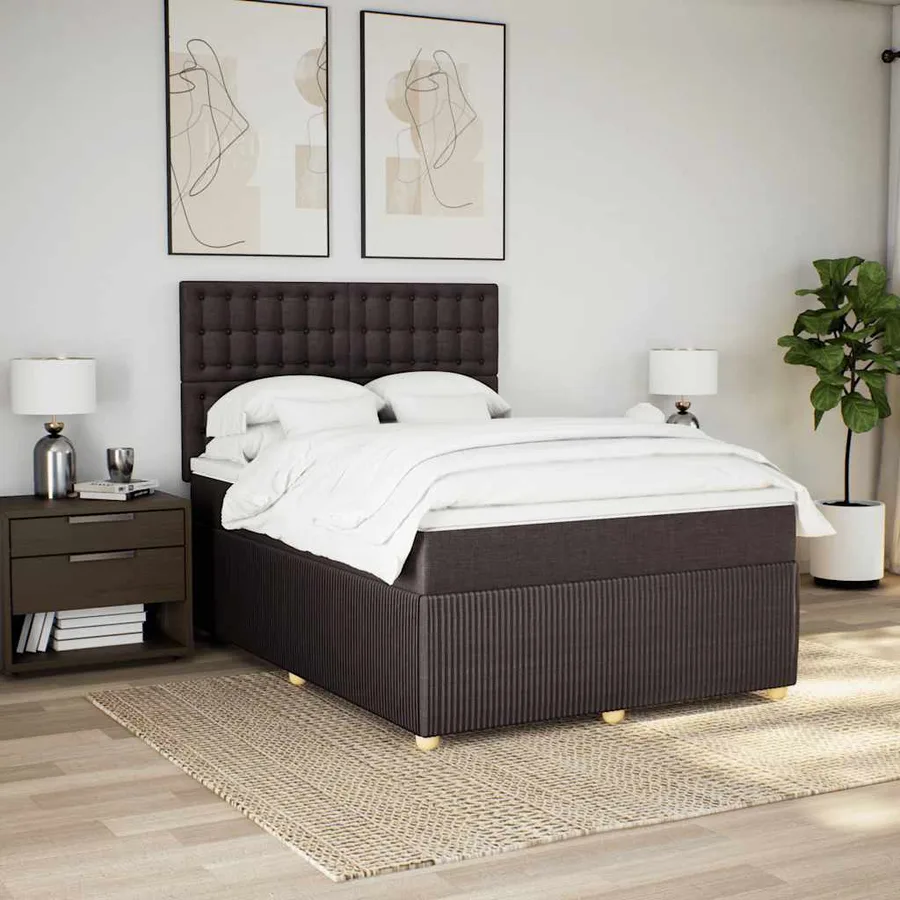 Sommier à lattes de lit avec matelas Marron foncé 140x190 cm - 3