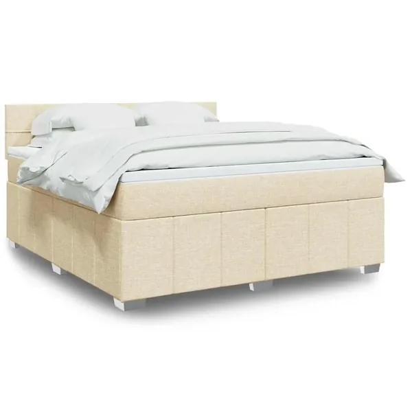 Sommier à lattes de lit avec matelas Crème 180x200 cm Tissu