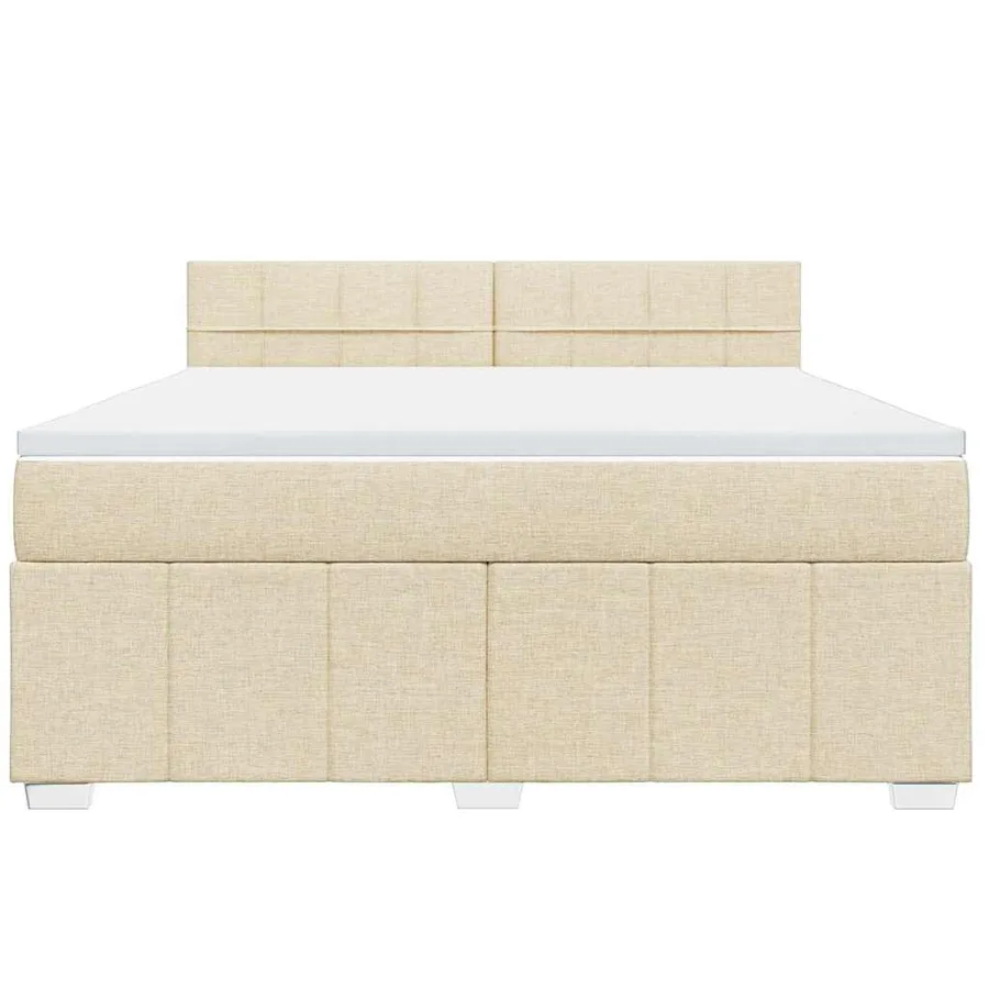 Sommier à lattes de lit avec matelas Crème 180x200 cm Tissu - 4