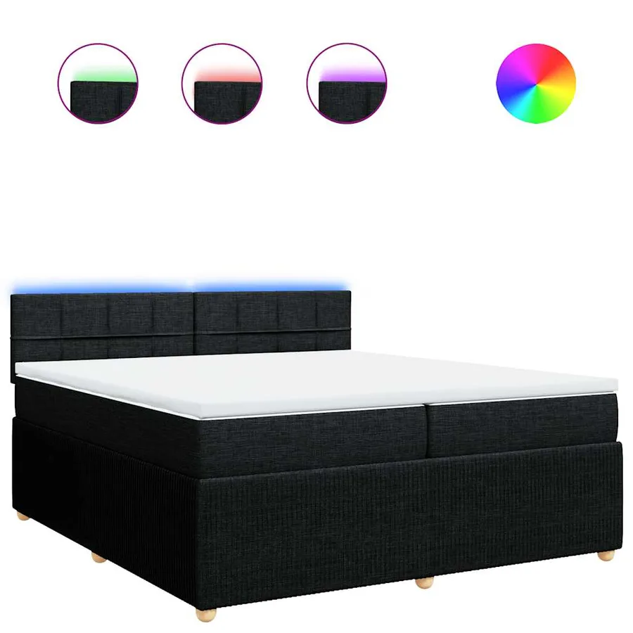 Sommier à lattes de lit avec matelas Noir 200x200 cm Tissu - 2