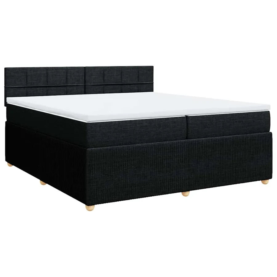 Sommier à lattes de lit avec matelas Noir 200x200 cm Tissu - 3
