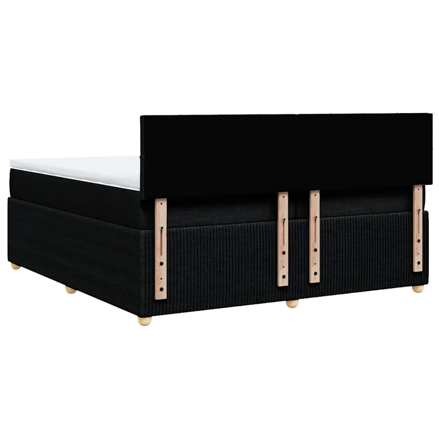 Sommier à lattes de lit avec matelas Noir 200x200 cm Tissu - 8