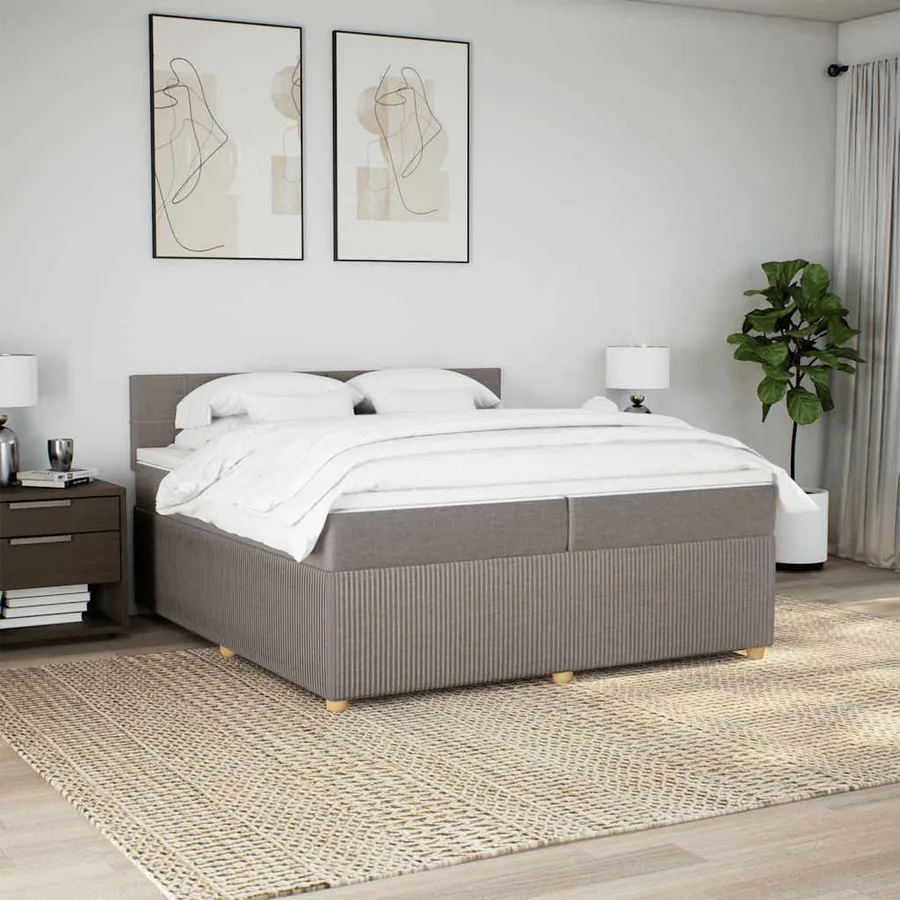 Sommier à lattes de lit avec matelas Taupe 200x200 cm Tissu - 3
