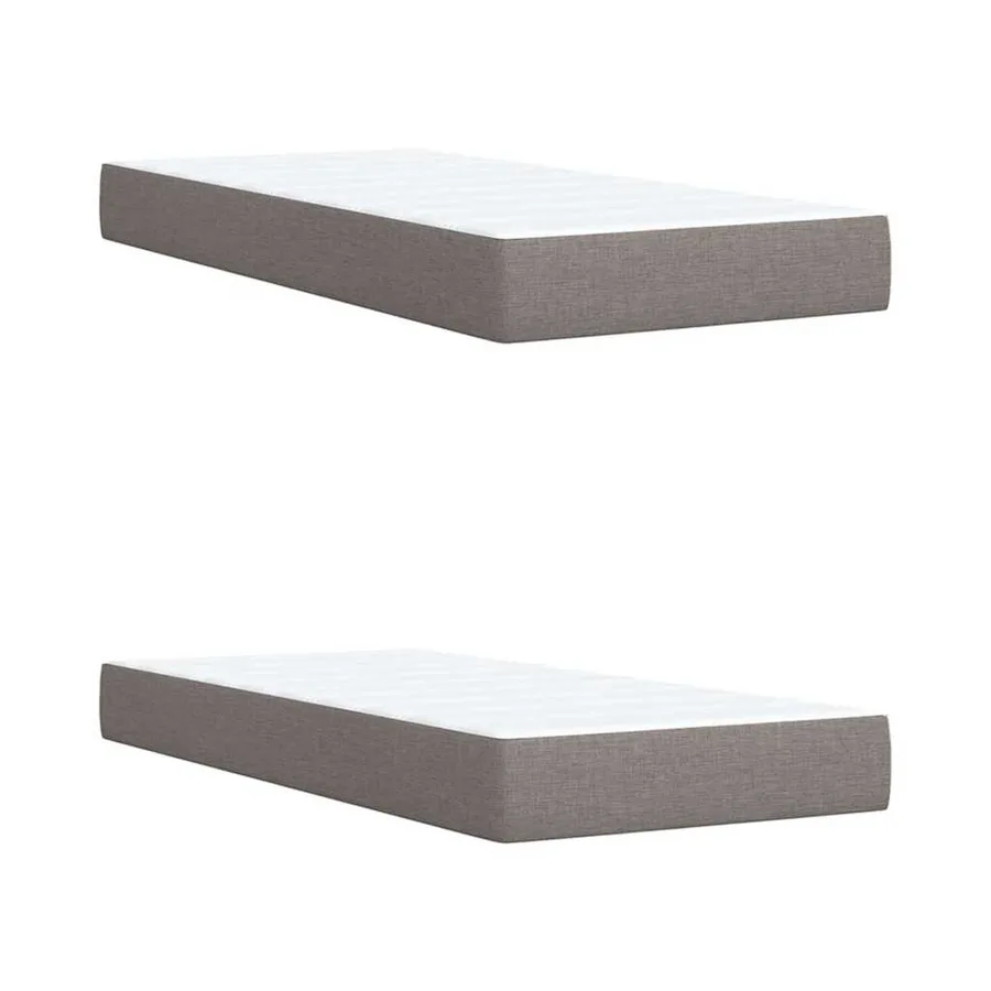 Sommier à lattes de lit avec matelas Taupe 200x200 cm Tissu - 9