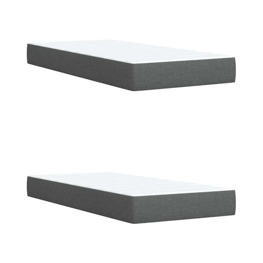 Sommier à lattes de lit avec matelas Gris foncé 200x200cm Tissu - 10