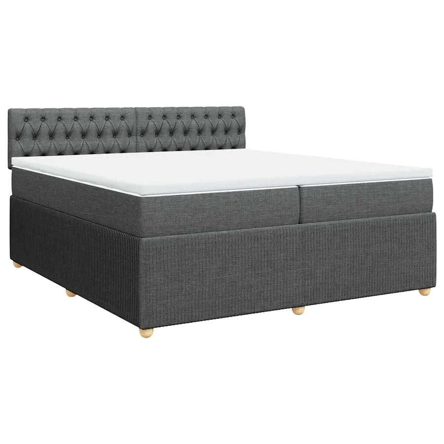 Sommier à lattes de lit avec matelas Gris foncé 200x200cm Tissu - 3
