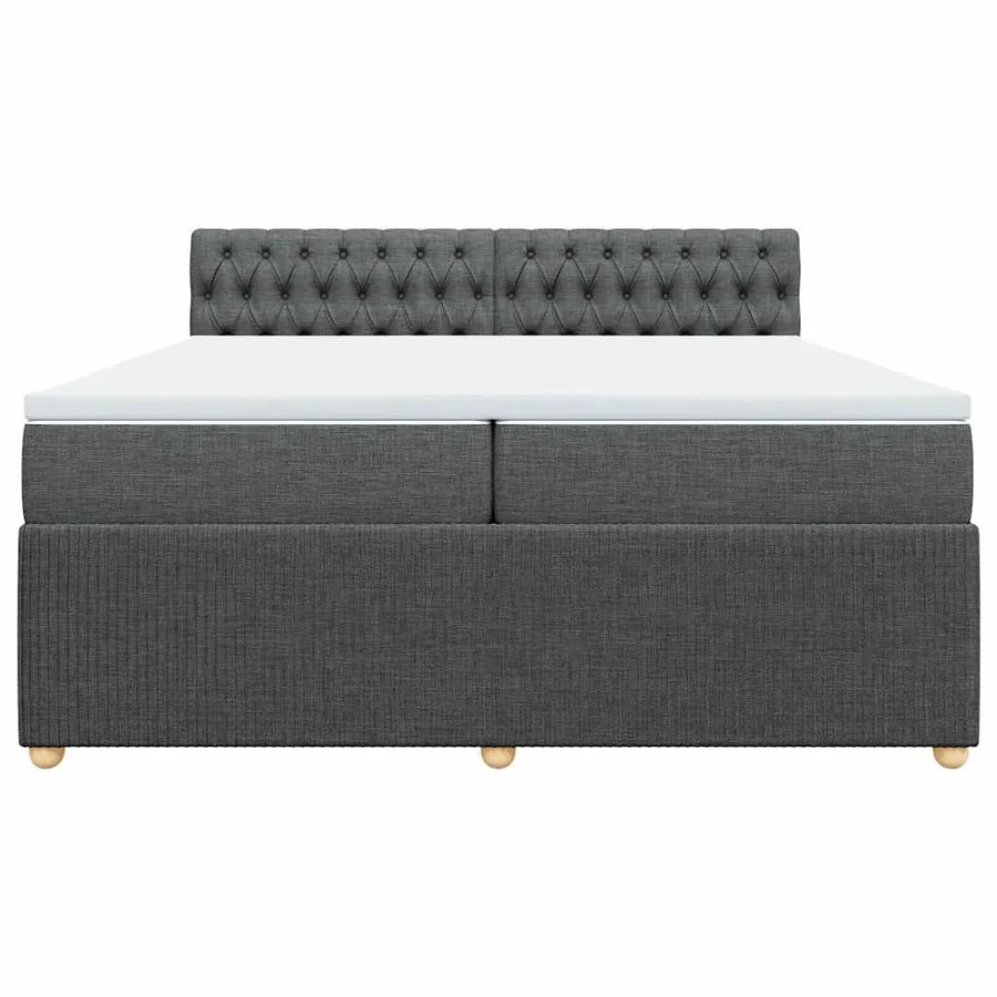Sommier à lattes de lit avec matelas Gris foncé 200x200cm Tissu - 6