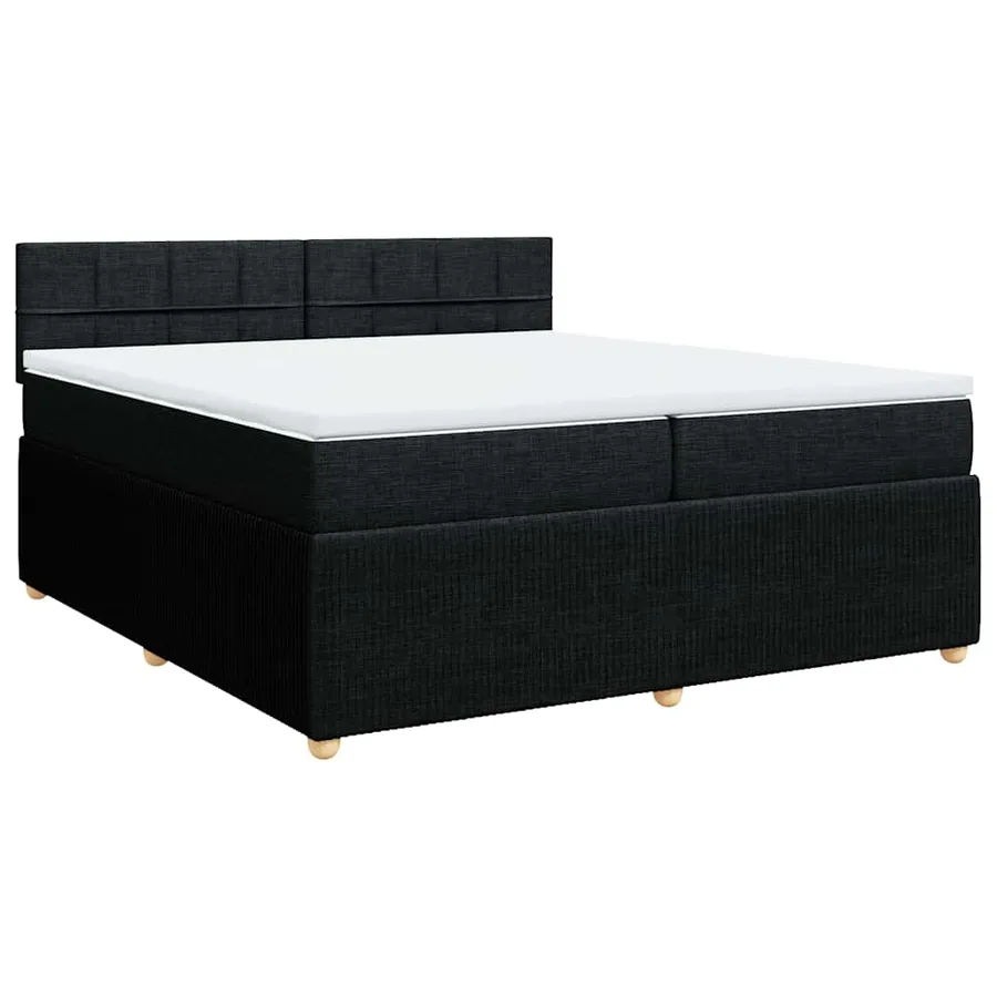Sommier à lattes de lit avec matelas Noir 200x200 cm Tissu - 2