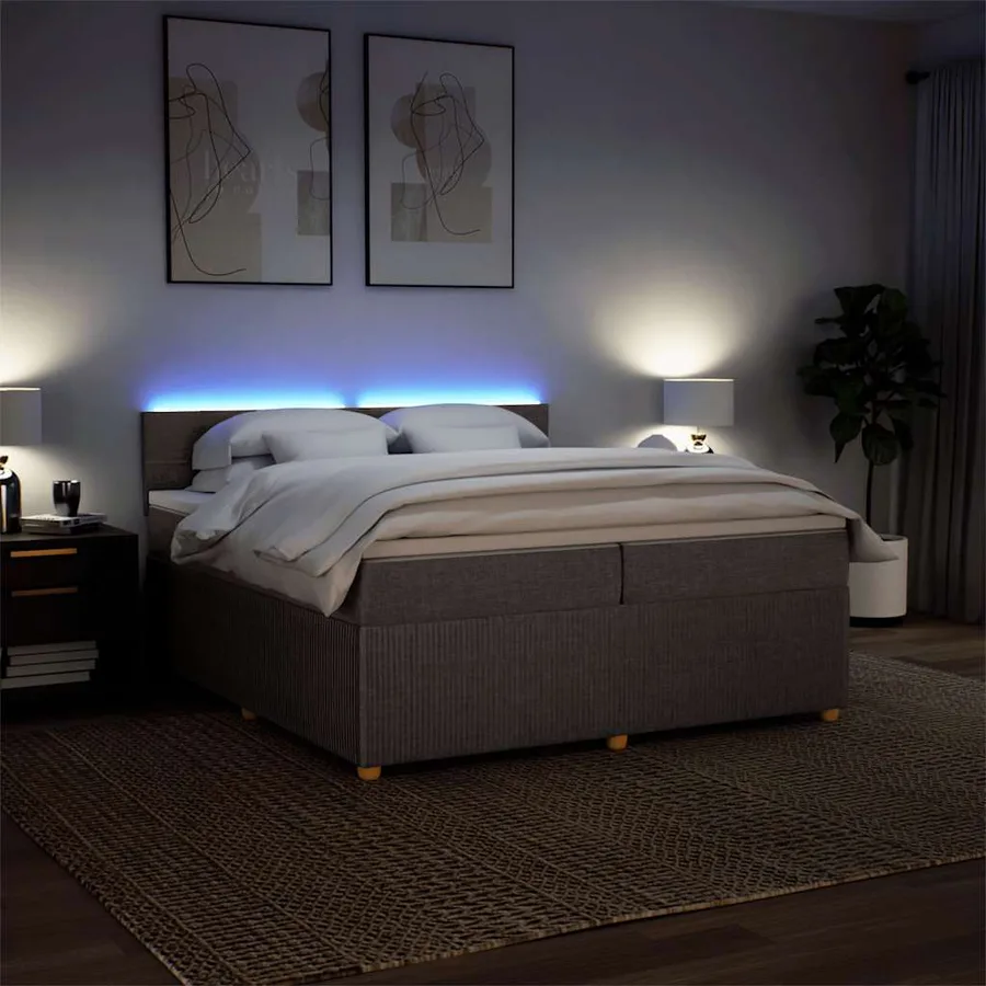 Sommier à lattes de lit avec matelas Taupe 200x200 cm Tissu - 5
