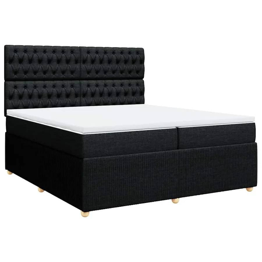 Sommier à lattes de lit avec matelas Noir 200x200 cm Tissu - 2