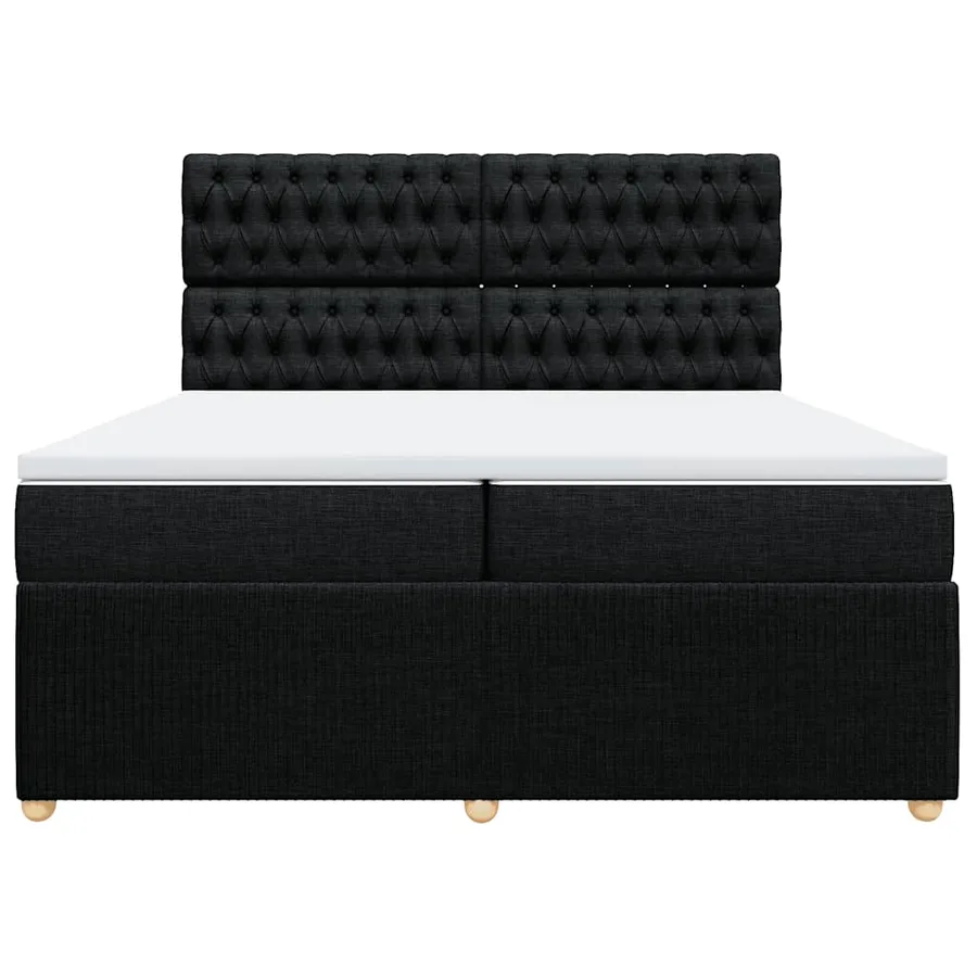 Sommier à lattes de lit avec matelas Noir 200x200 cm Tissu - 4