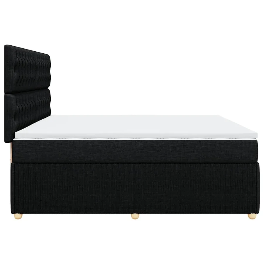 Sommier à lattes de lit avec matelas Noir 200x200 cm Tissu - 5