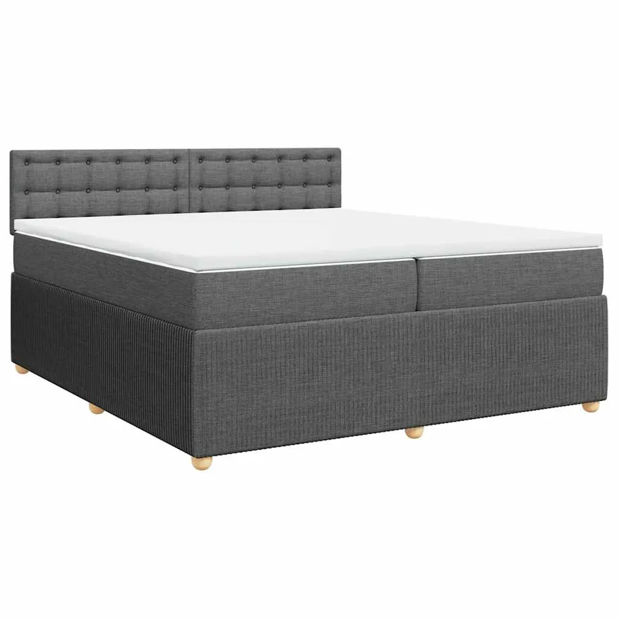 Sommier à lattes de lit avec matelas Gris foncé 200x200cm Tissu - 2