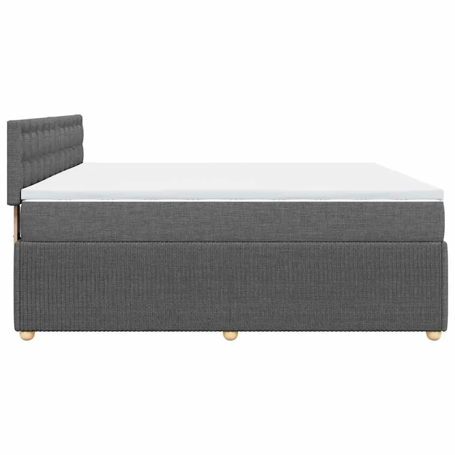 Sommier à lattes de lit avec matelas Gris foncé 200x200cm Tissu - 5