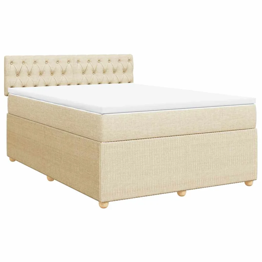 Sommier à lattes de lit avec matelas Crème 140x190 cm Tissu - 3