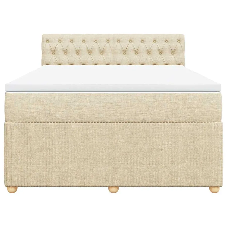 Sommier à lattes de lit avec matelas Crème 140x190 cm Tissu - 6