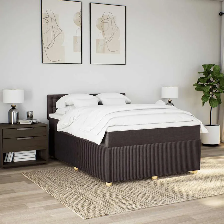Sommier à lattes de lit avec matelas Marron foncé 140x190 cm - 4