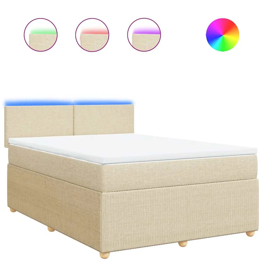 Sommier à lattes de lit avec matelas Crème 140x190 cm Tissu - 2