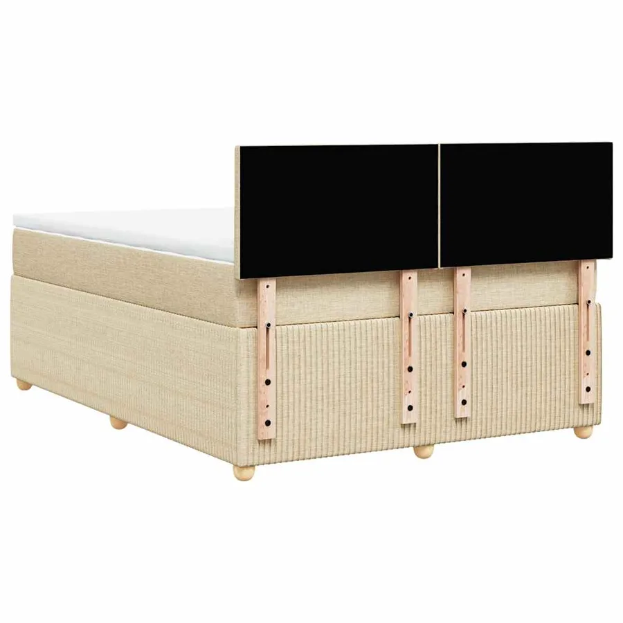 Sommier à lattes de lit avec matelas Crème 140x190 cm Tissu - 8