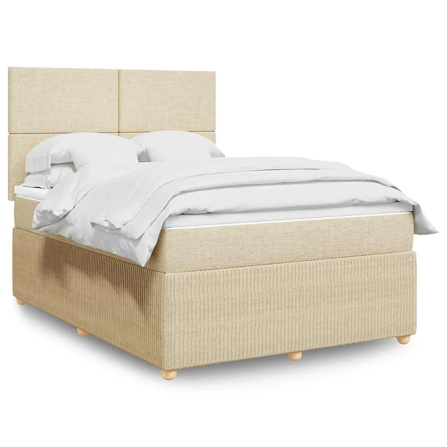 Sommier à lattes de lit avec matelas Crème 140x190 cm Tissu