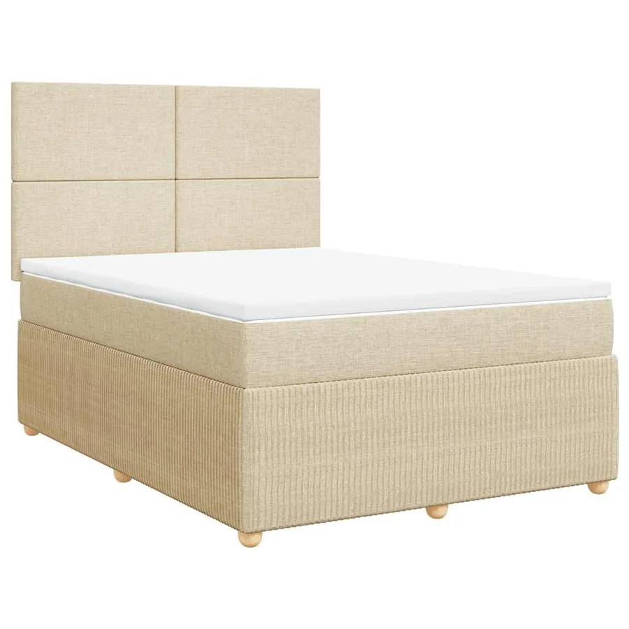 Sommier à lattes de lit avec matelas Crème 140x190 cm Tissu - 2