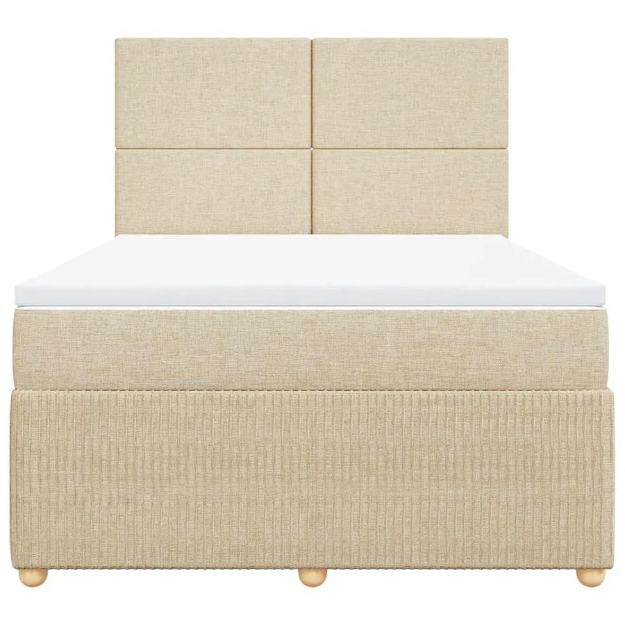 Sommier à lattes de lit avec matelas Crème 140x190 cm Tissu - 4