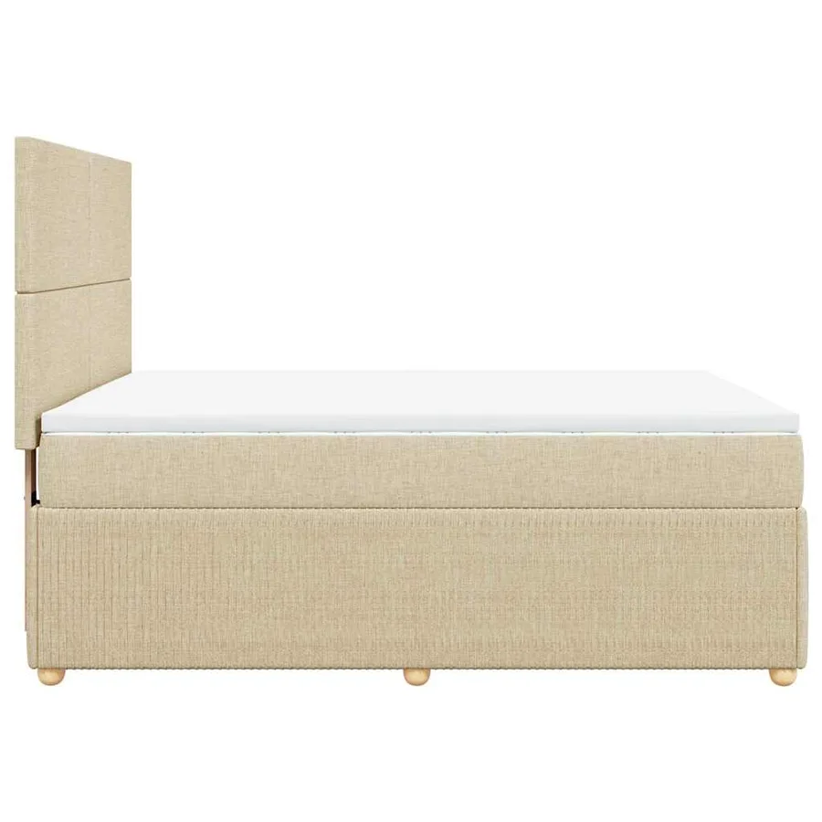 Sommier à lattes de lit avec matelas Crème 140x190 cm Tissu - 5