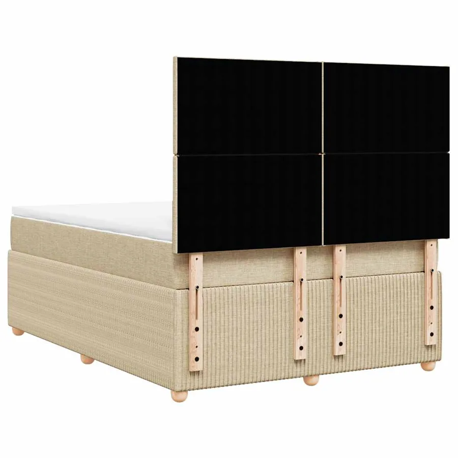 Sommier à lattes de lit avec matelas Crème 140x190 cm Tissu - 6