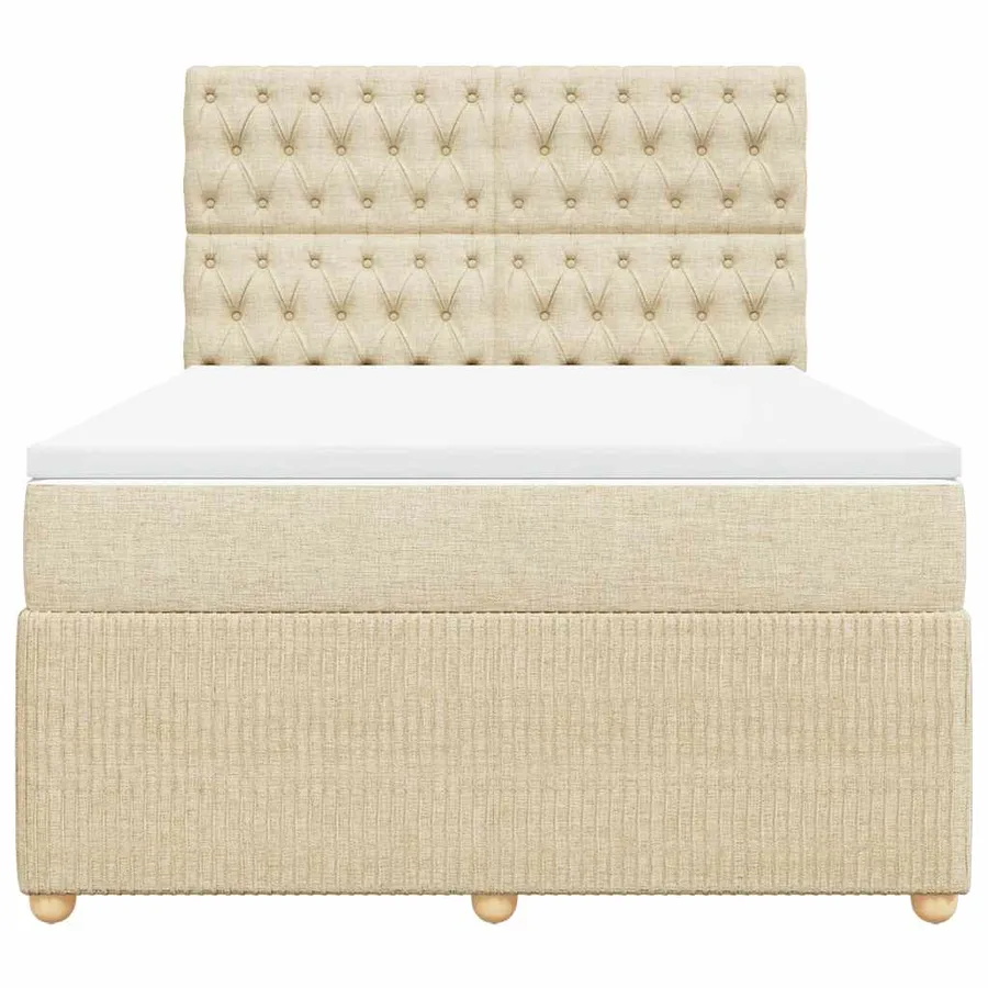 Sommier à lattes de lit avec matelas Crème 140x190 cm Tissu - 4