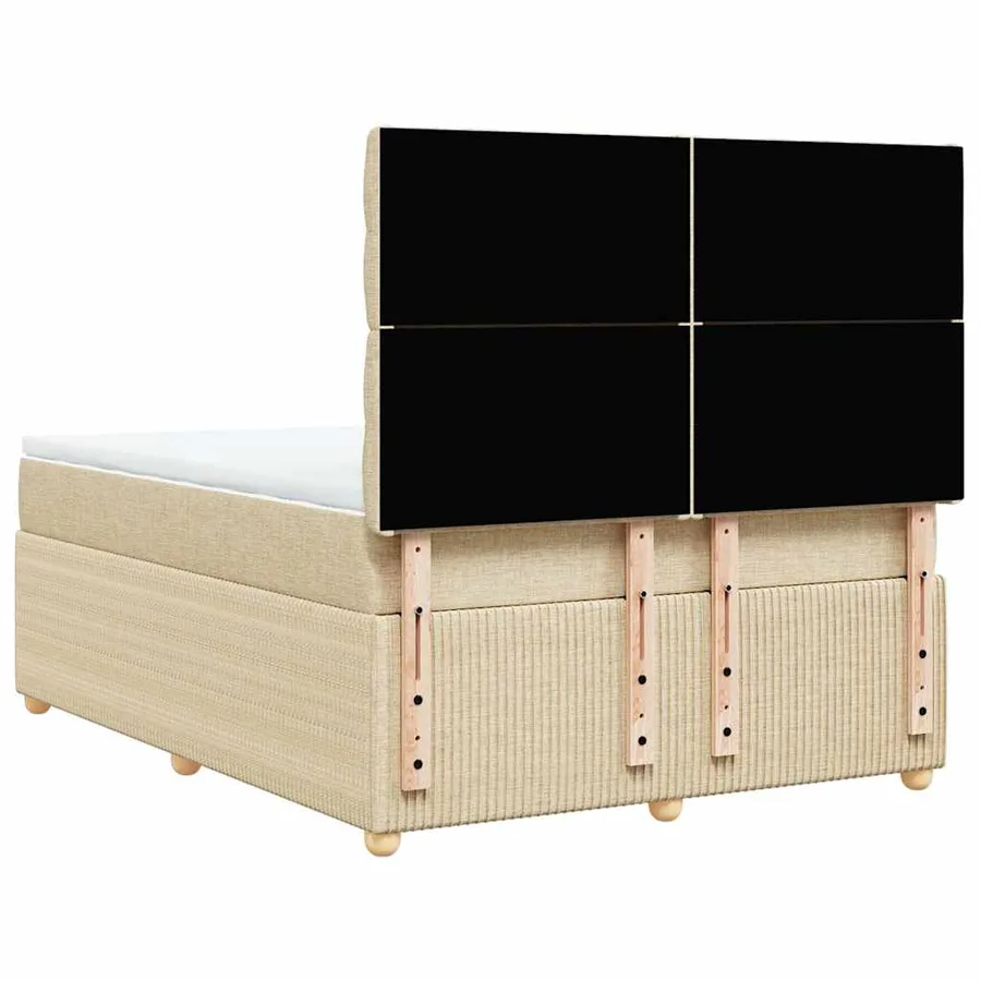 Sommier à lattes de lit avec matelas Crème 140x190 cm Tissu - 6