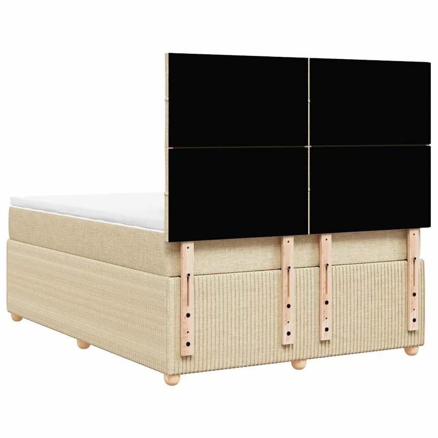 Sommier à lattes de lit avec matelas Crème 140x190 cm Tissu - 6