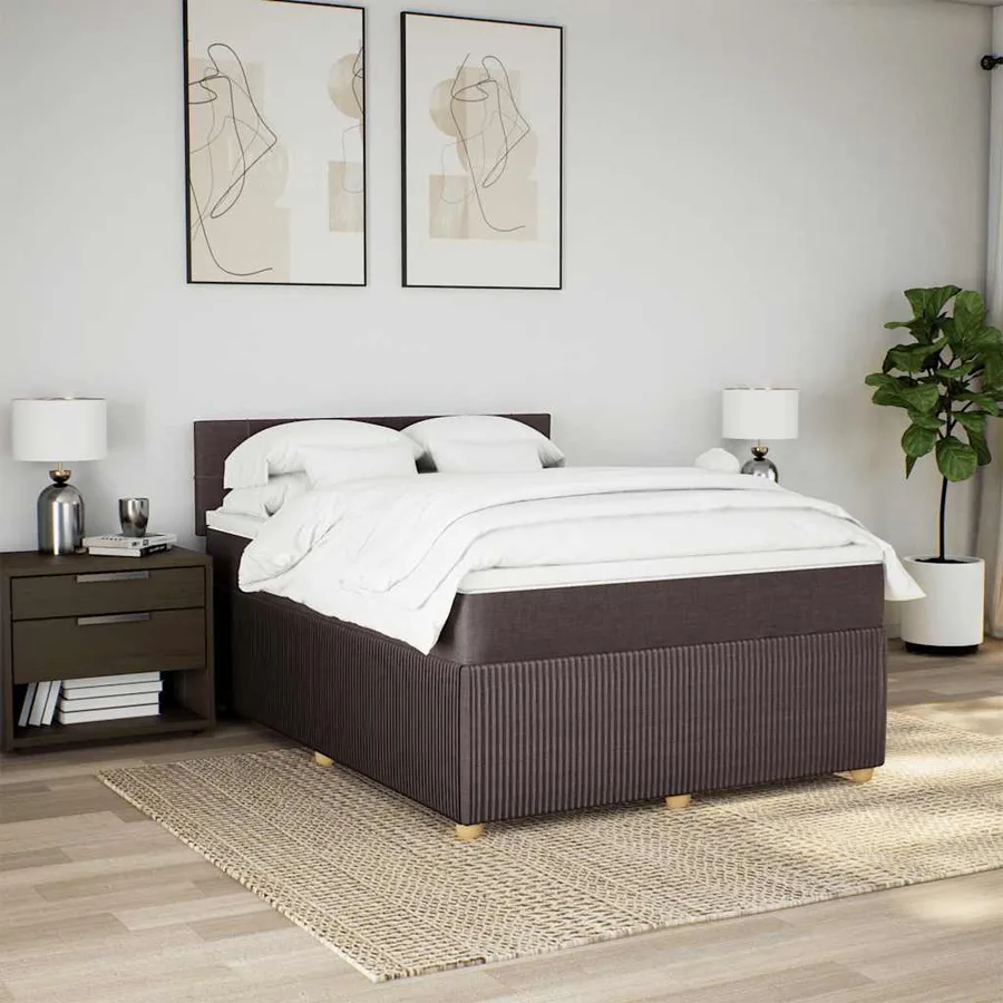 Sommier à lattes de lit avec matelas Marron foncé 140x190 cm - 4