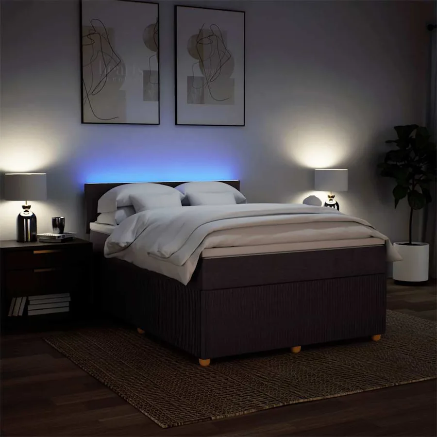 Sommier à lattes de lit avec matelas Marron foncé 140x190 cm - 5