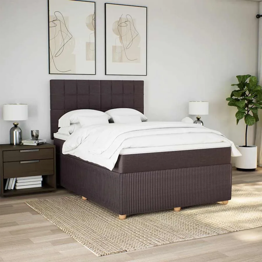 Sommier à lattes de lit avec matelas Marron foncé 140x190 cm - 3