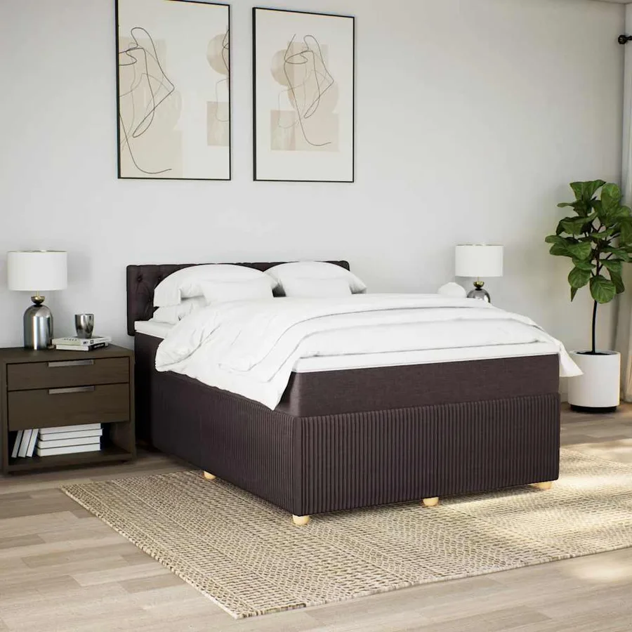 Sommier à lattes de lit avec matelas Marron foncé 140x190 cm - 4