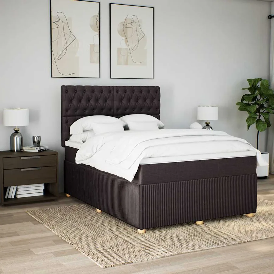 Sommier à lattes de lit avec matelas Marron foncé 140x190 cm - 3