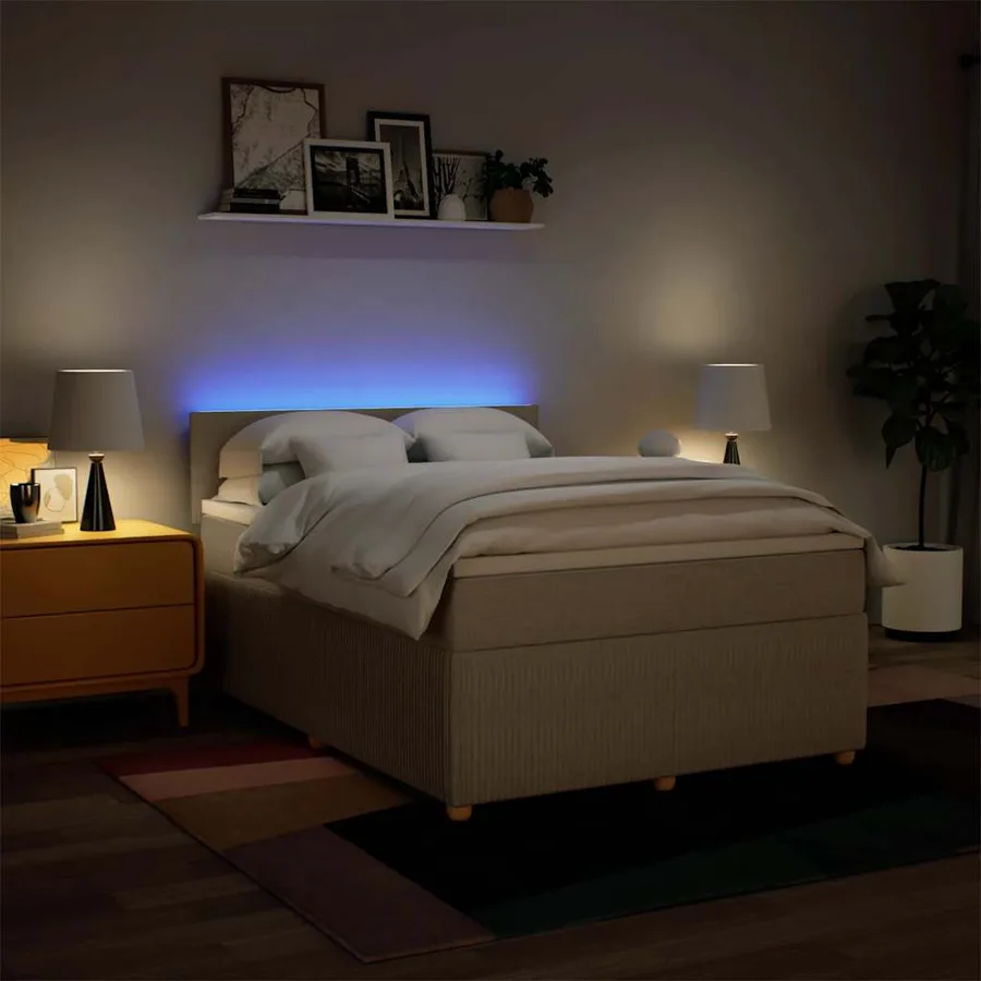 Sommier à lattes de lit avec matelas Crème 160x200 cm Tissu - 5