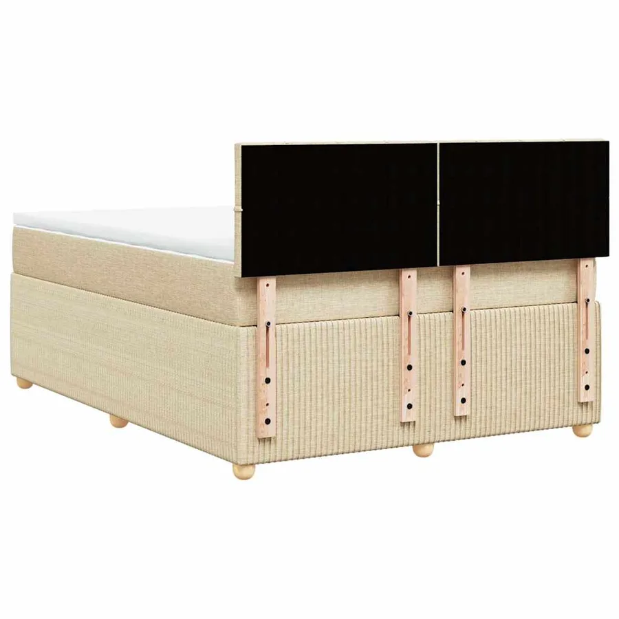 Sommier à lattes de lit avec matelas Crème 160x200 cm Tissu - 8