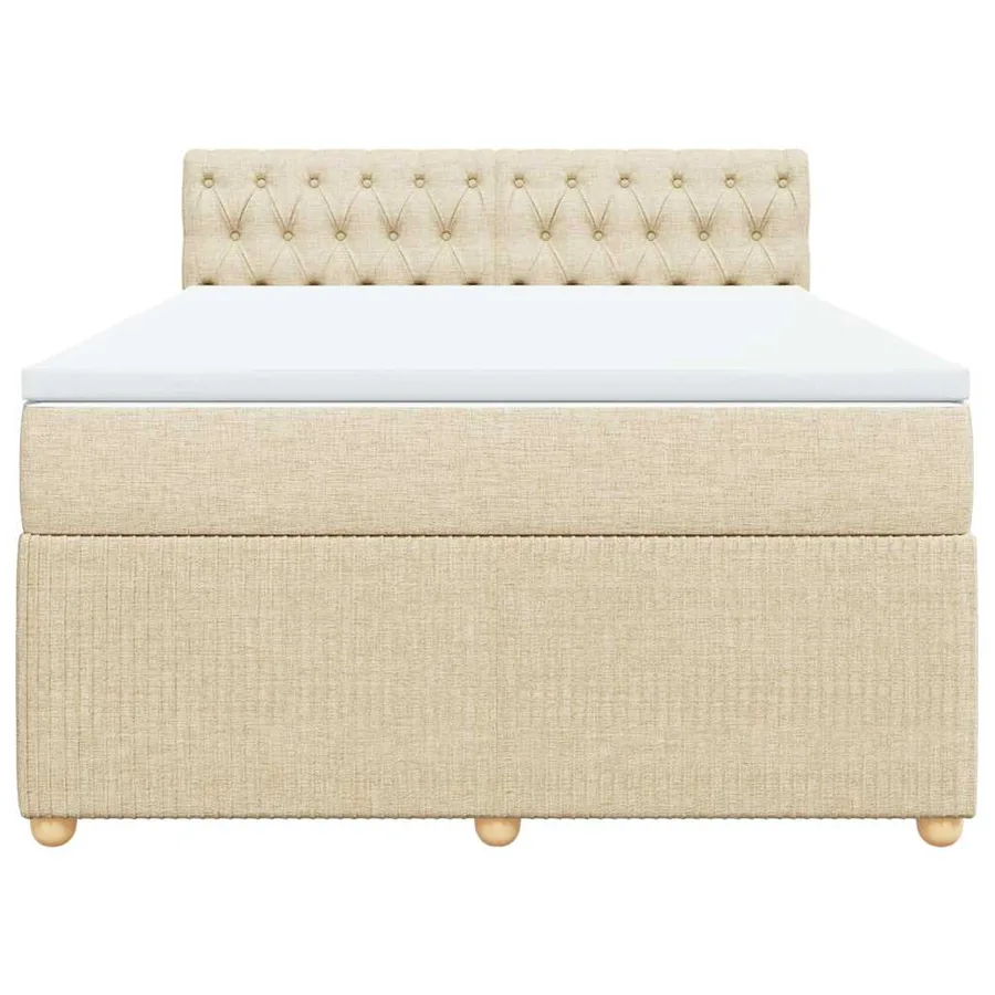 Sommier à lattes de lit avec matelas Crème 160x200 cm Tissu - 6
