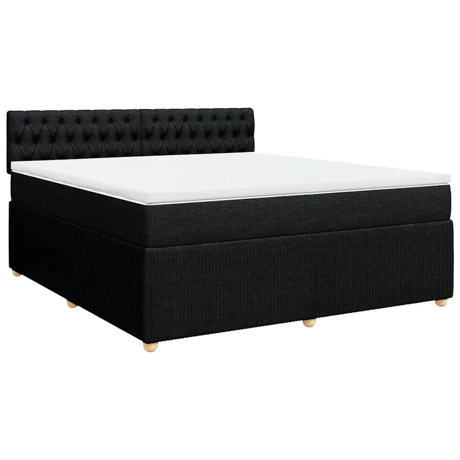 Sommier à lattes de lit avec matelas Noir 180x200 cm Tissu - 3