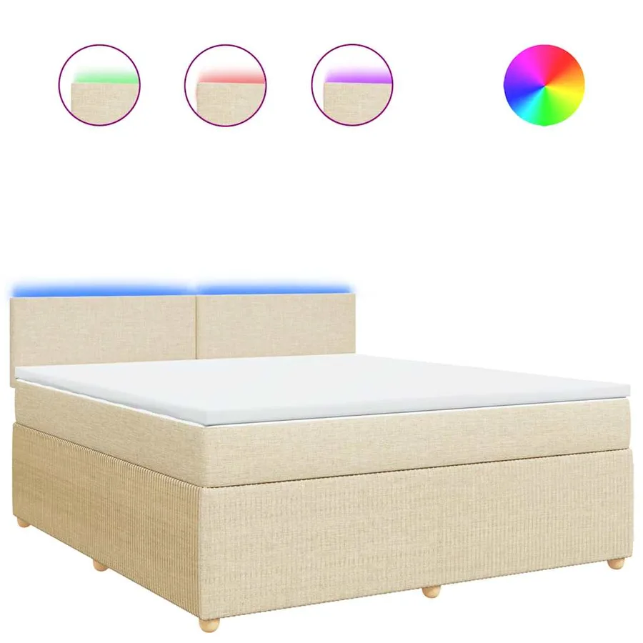 Sommier à lattes de lit avec matelas Crème 180x200 cm Tissu - 2