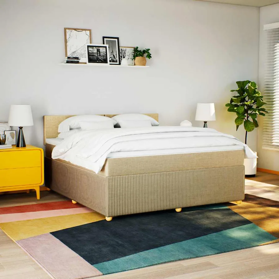 Sommier à lattes de lit avec matelas Crème 180x200 cm Tissu - 4