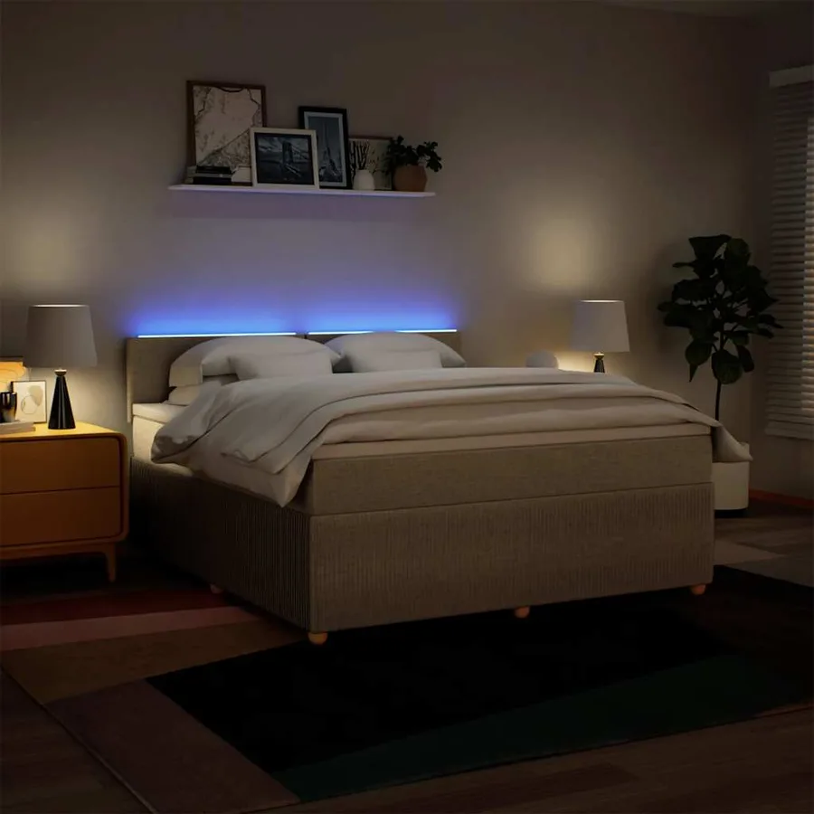 Sommier à lattes de lit avec matelas Crème 180x200 cm Tissu - 5