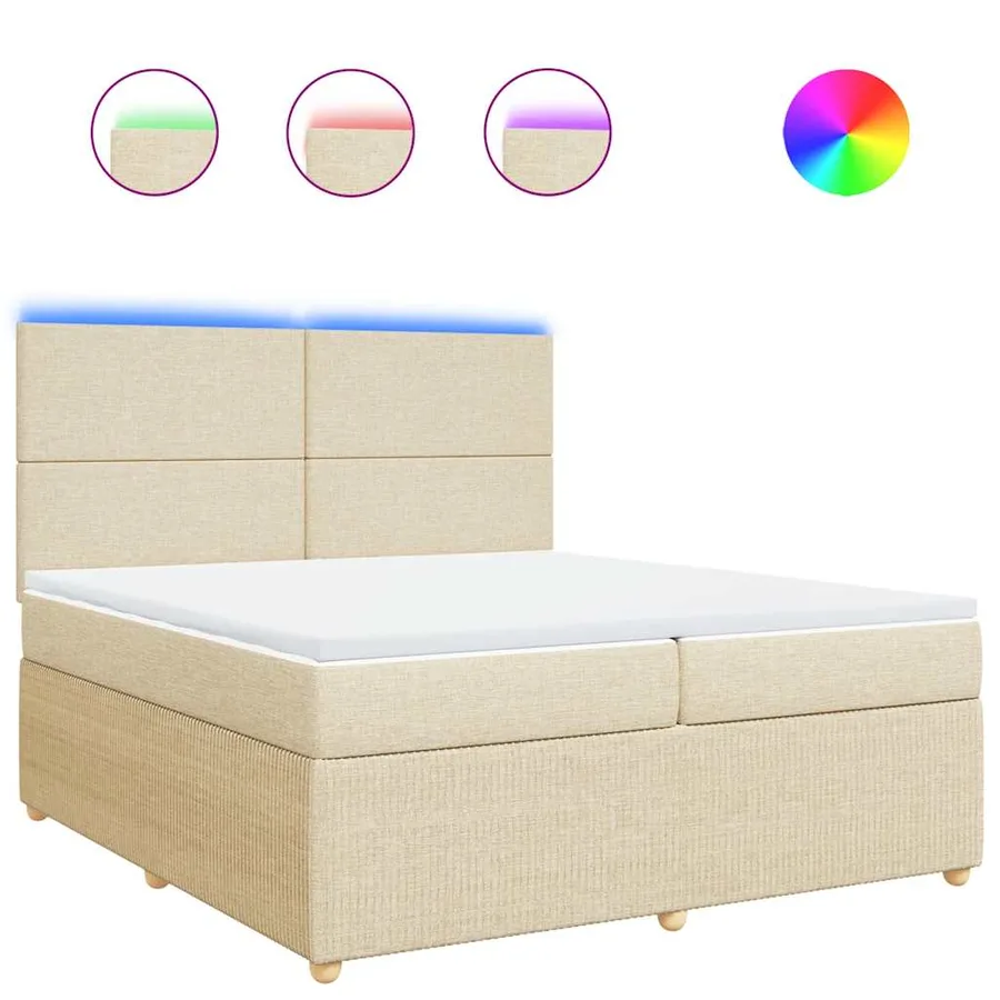 Sommier à lattes de lit avec matelas Crème 200x200 cm Tissu - 2