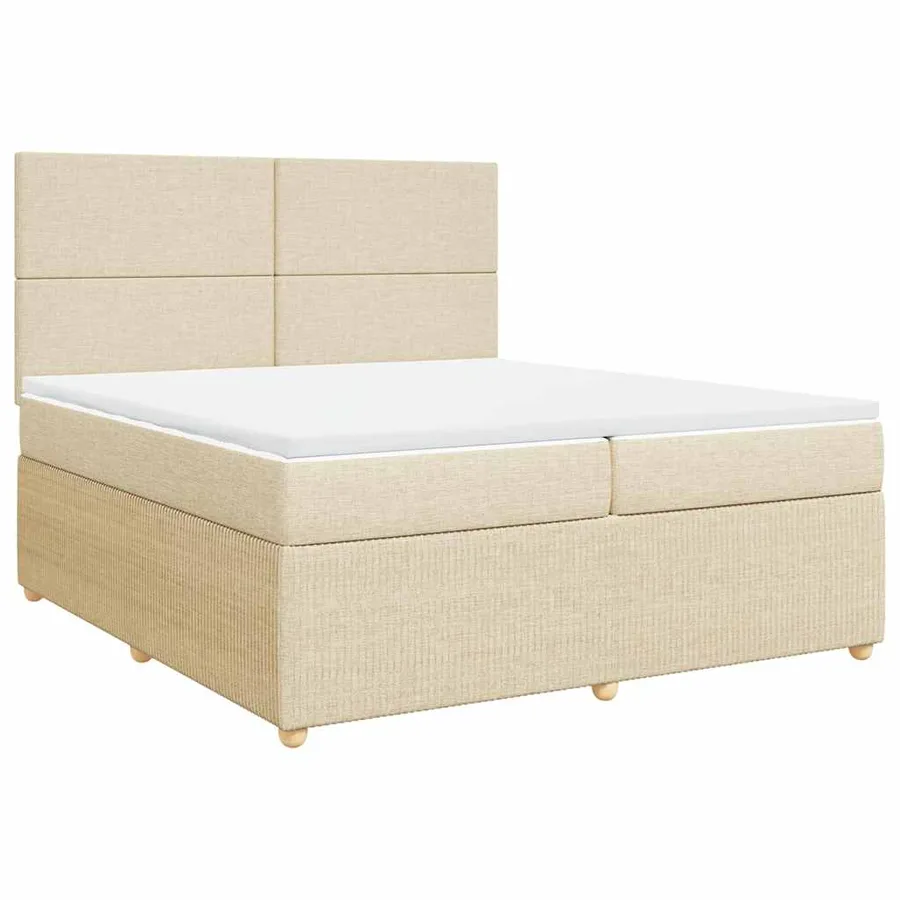 Sommier à lattes de lit avec matelas Crème 200x200 cm Tissu - 3