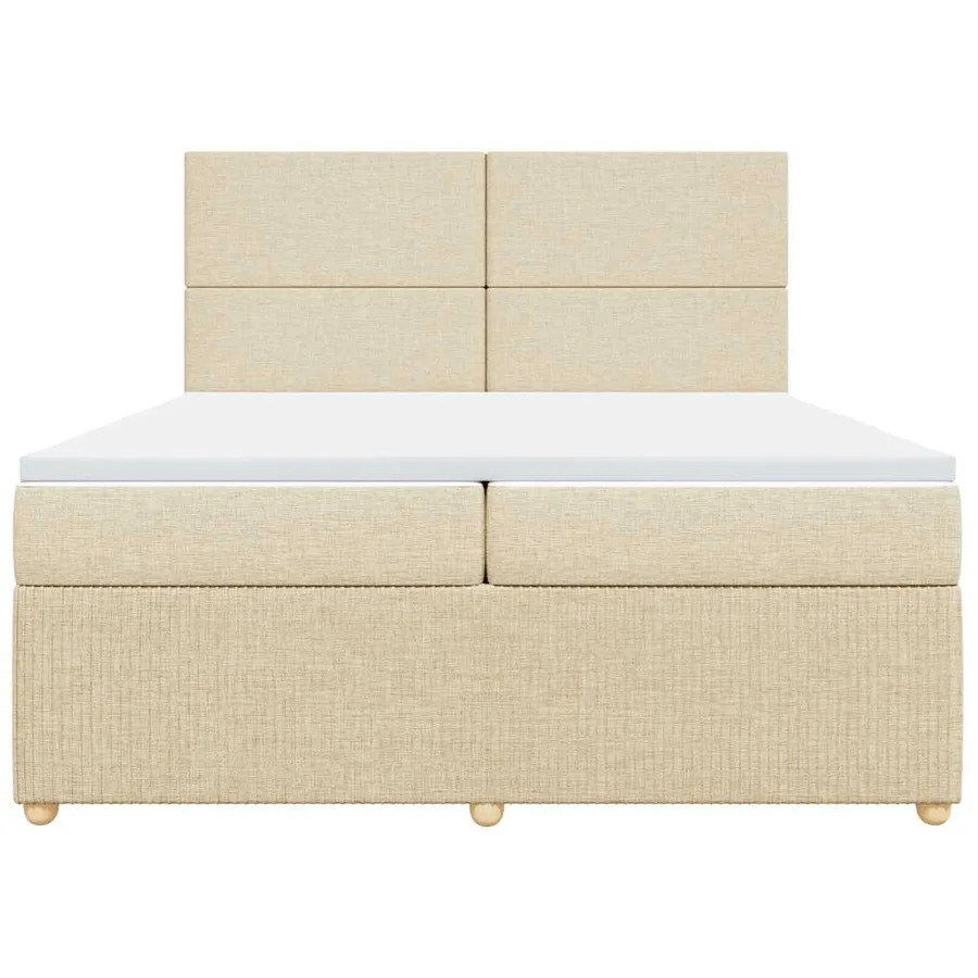 Sommier à lattes de lit avec matelas Crème 200x200 cm Tissu - 6