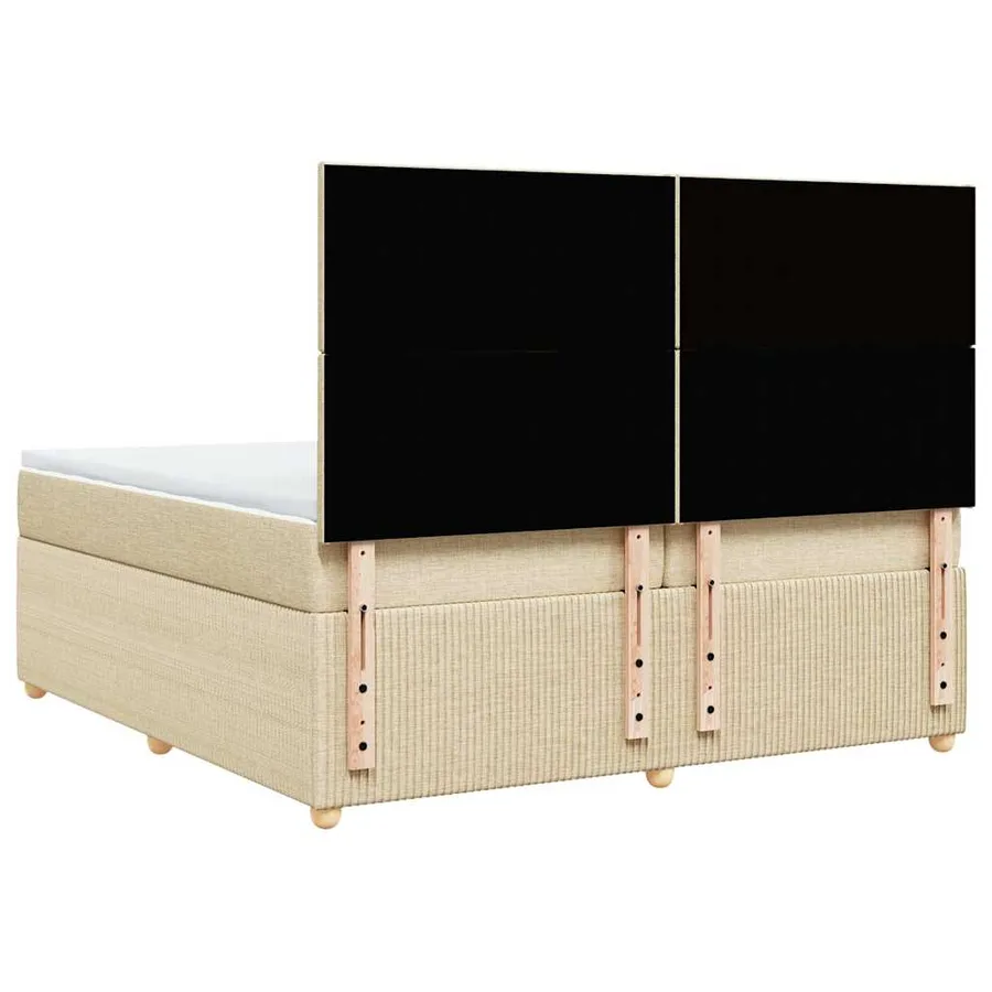 Sommier à lattes de lit avec matelas Crème 200x200 cm Tissu - 8