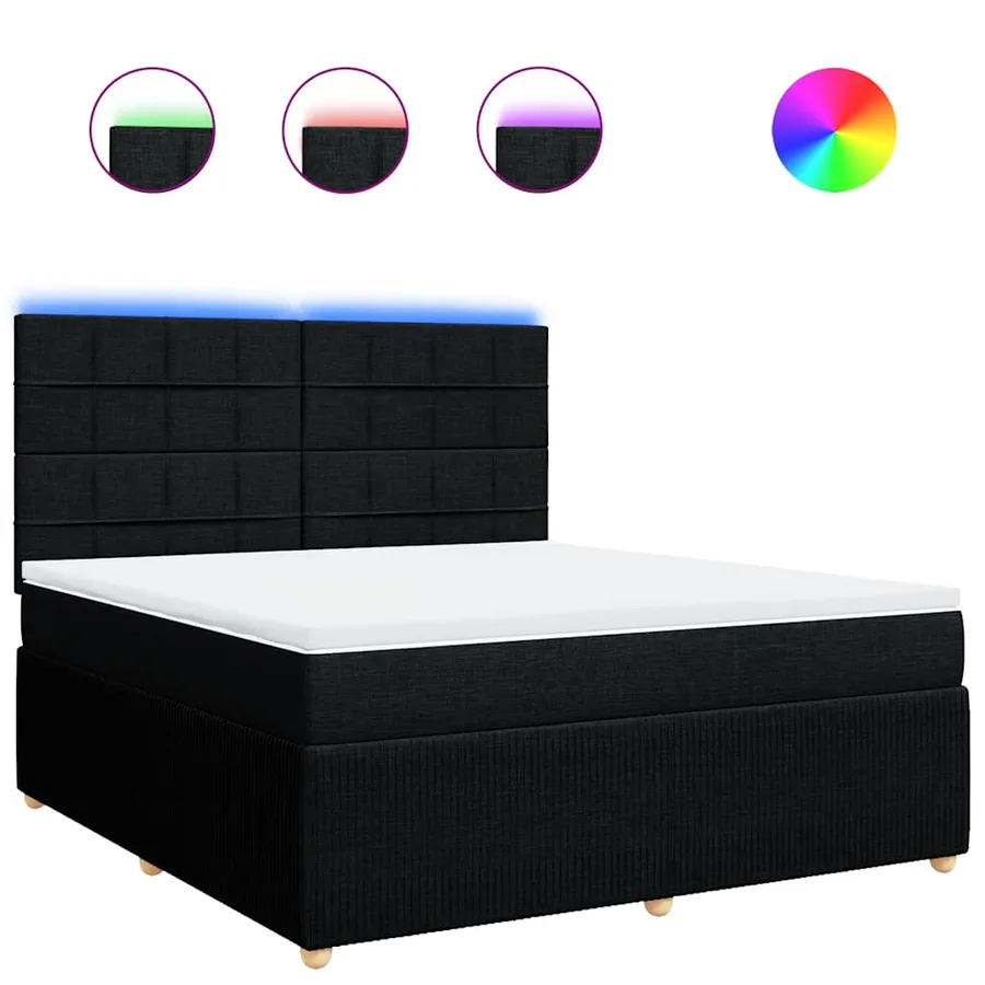 Sommier à lattes de lit avec matelas Noir 180x200 cm Tissu - 2
