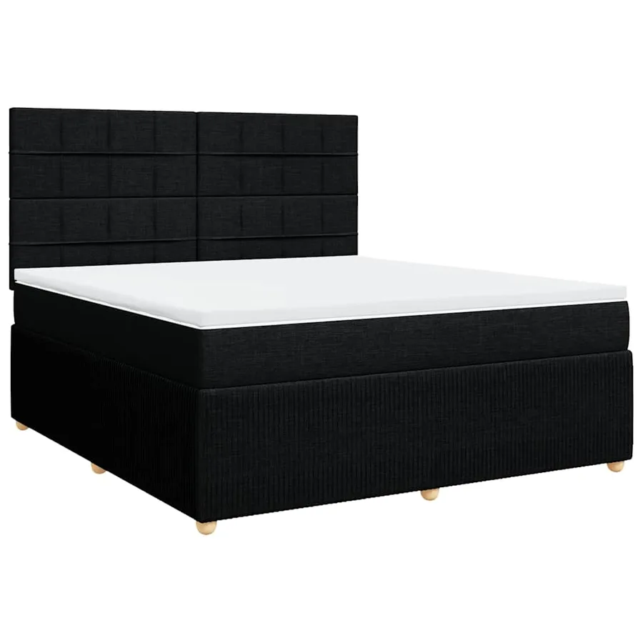 Sommier à lattes de lit avec matelas Noir 180x200 cm Tissu - 3