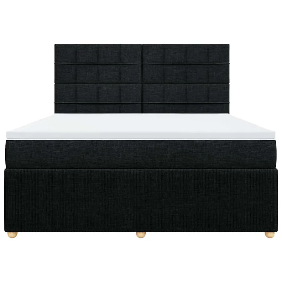 Sommier à lattes de lit avec matelas Noir 180x200 cm Tissu - 6
